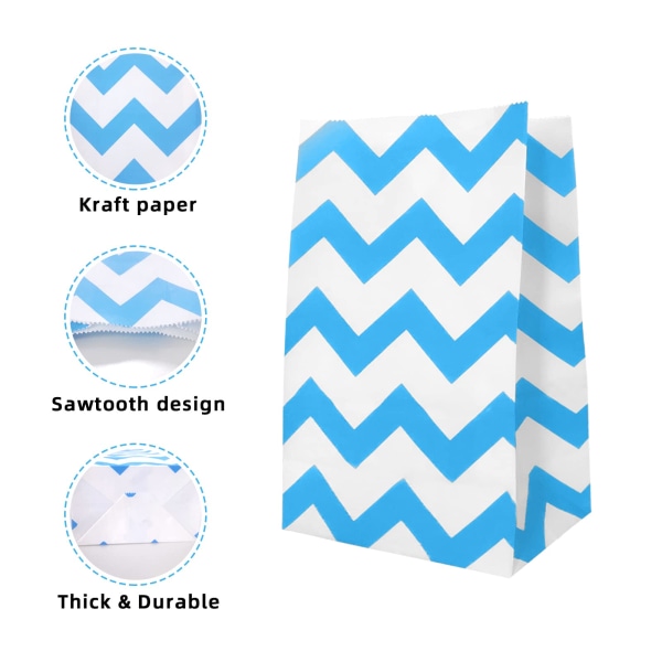 30 stk fargede papirfestposer, Kraft Wave gaveposer