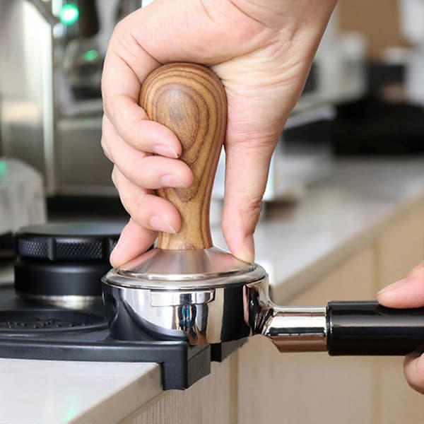 Barista Espresso Tamper Trehåndtak Rustfritt Stål Flat Kaffestempel Med Matte