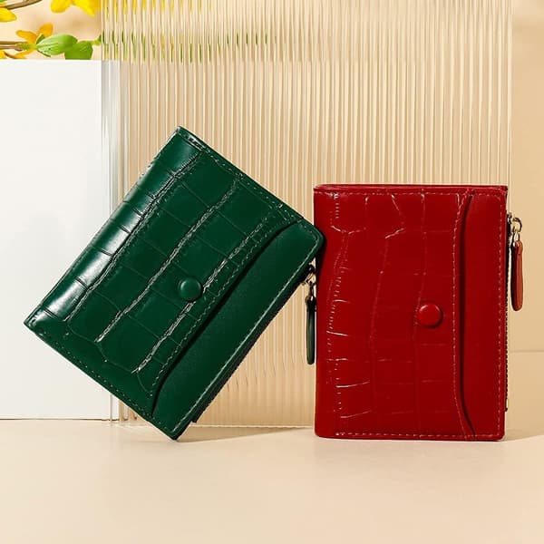 Små plånböcker för kvinnor Mode Stenmönster Flickor Plånbok Tunn och lätt Kortfodral Organizer red