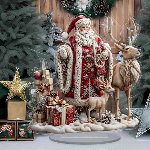 Juldekorationer Jultomte och renar Akryl Bordsdisplay Juldekoration