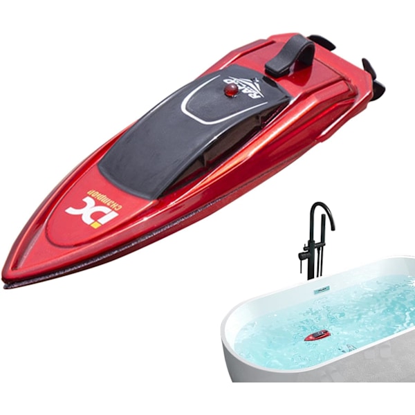 Fjärrstyrd Båt, Uppladdningsbar Trådlös Poolleksak, Liten RC-Båt, Vattentät Design för Vattenlek, Lättanvänd, 11,5x3x2,5cm, Röd