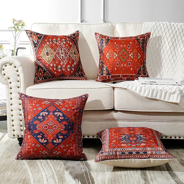 Kuddfodral 45cm x 45cm Set om 4 Bohemisk Stil Dekorativa Kuddfodral(Exotic)