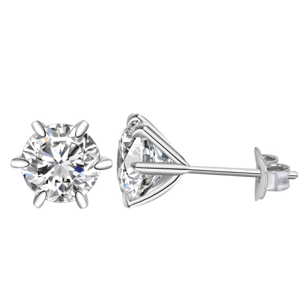 Sølv Cubic Zirconia Øredobber - 8mm Runde Cubic Zirconia Stud Øredobber