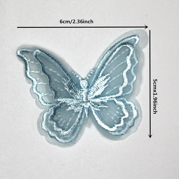 20 stk sommerfuglsøm Patch-søm DIY (lyseblå, 2,36 x 1,96 tommer)