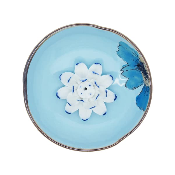 Røgelse Brænder Holder - Blå Porcelæn Håndmalet Askebakke