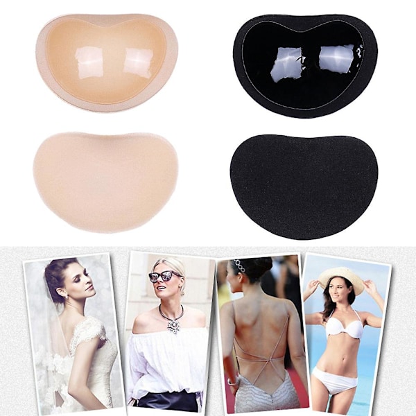 3 par silikon gel BH brystforstørrelser push up pads kylling bikini fileter innlegg to svart en hud