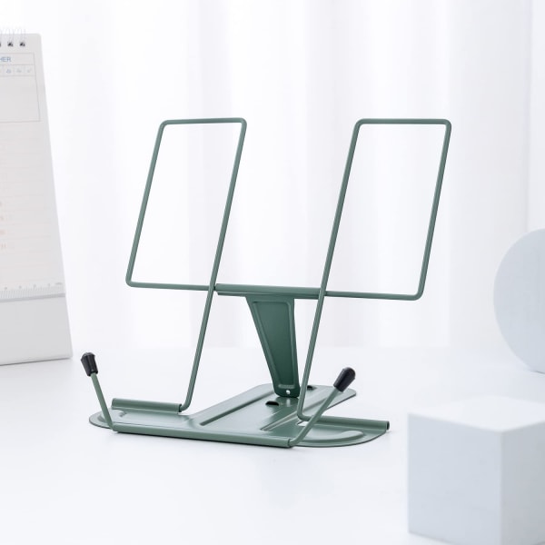 Bokställ för läsning,  Bokställ för kök, Justerbar metallhållare för skrivbordslärobok  Material Tablet Bokställ för display(Morandi Green)