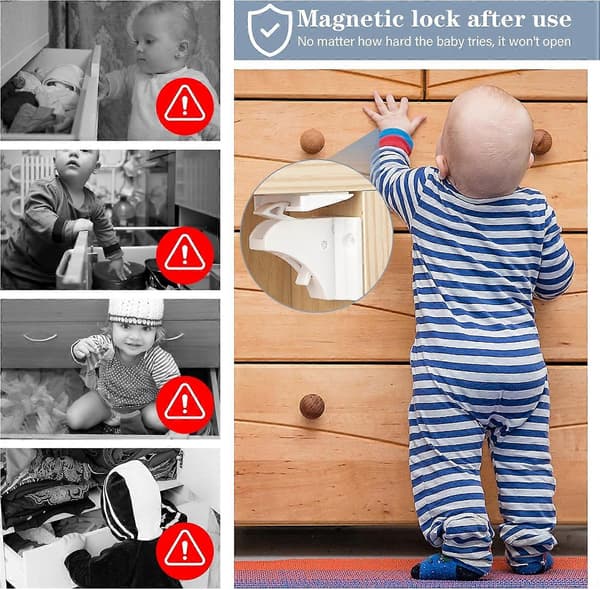 Babysäkerhetsskåpslås, 8 lås + 2 nycklar Barnsäkerhetslås