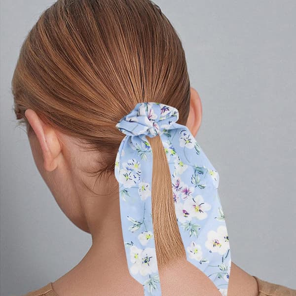 5 stk sateng sløyfe hår scrunchies blomster hårbånd elastisk