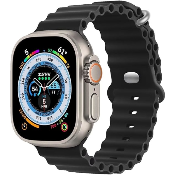 Kompatibel med Apple Watch Ultra 2-pak Ocean Strap 49mm 45mm 44mm 42mm, Myk Silikon Sportband for iwatch Series Ultra 8 7 6 5 4 SE black/yellow 42/44/45/49MM