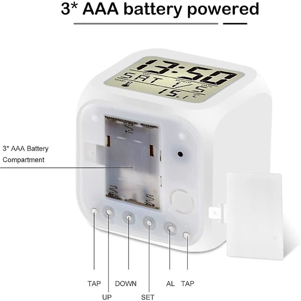 Väckarklocka Nattlampa 7 Färger Led Digitala Väckarklockor Lampa, Barns Digitala Led Sängbordsväckarklocka Med Kalender