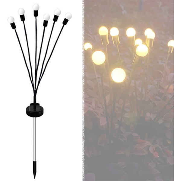 Udendørs solcelle-ildflue-lys (farve: varmt lys)