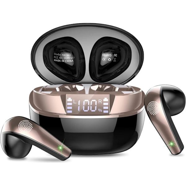 Langattomat nappikuulokkeet, Bluetooth 5.3 -kuulokkeet HD-mikrofonilla ja HiFi-stereolla, langattomat kuulokkeet kaksois-LED-näytöllä ja kosketusohjauksella, 40 tunnin toistoaika