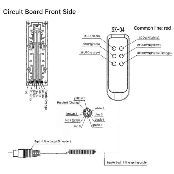 Lyftbäddkontroller Elektrisk PVC IP66 Slitstark Lyftstol Handkontroll för Sjukhus (8-stift)