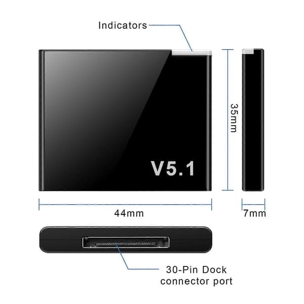 I-WAVE 30 Pin Bluetooth 5.1 Audio Receiver Musik Mini Trådløs Adapter til 30Pin Jack Analog Højttaler