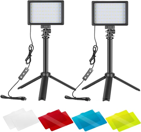 2-pack bärbart fotograferingsbelysningskit dimbar 5600K USB 66