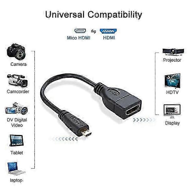 17 cm Micro HDMI han til HDMI hun adapterkabel