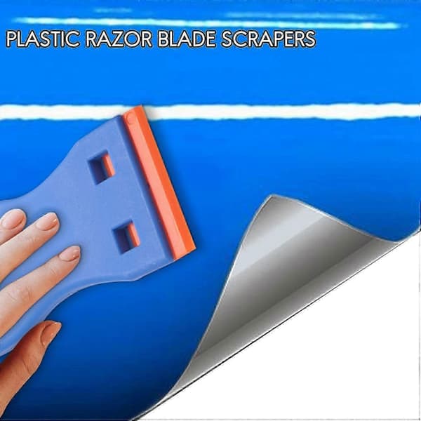 Pakke med 3 plastskraper og 100 stk. dobbeltsidige plastbarberblader.