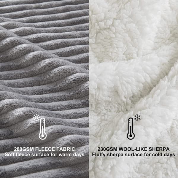 Kælen blød tæppe, tykt tæppe, lammetæppe, sengetæppe, stribet fluffy blødt tæppe, sofatæppe, sofatæppe til seng, sofa, stue grey