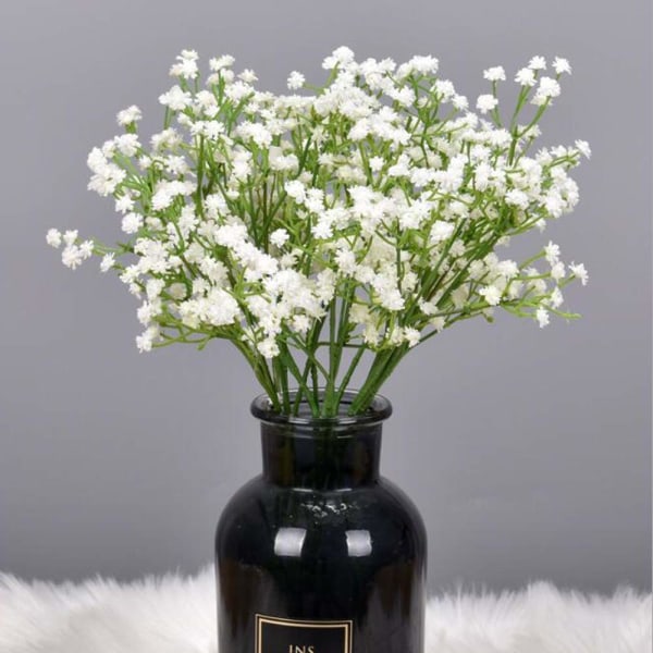 5 st konstgjorda blommor, konstgjord gypsophila i plast (vit)