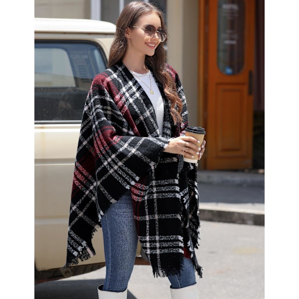 Poncho Dame Vinter Skjerf Dame Teppe Strikket Ponchoer Oversized Cape Strikket Skjerf XXL Poncho Sjal Wrap Åpen Front Sjal Cape Høst