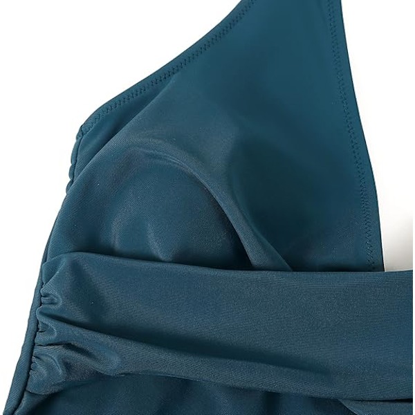 Baddräkt Dam Magekontroll Push Up Baddräkt Halter V-ringad Vadderad Hel Baddräkt blue 2XL