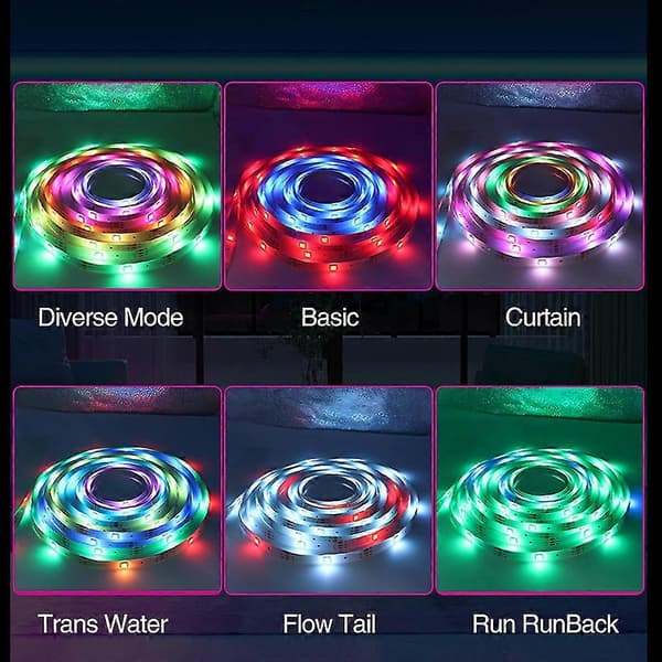 Led Lysstripe Rgb Bluetooth-kompatibel App Fjernkontroll Musikkontroll 5v Usb Strøm