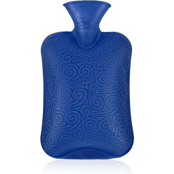 Premium Classic gummi varmtvannsflaske, slitesterk 2 liter blå