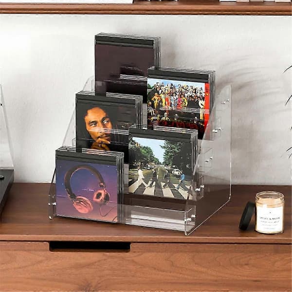 CD Holder 5 Tier, Klar CD-organisator, CD-displaystativ rummer op til 30 standard DVD-etuier til medier
