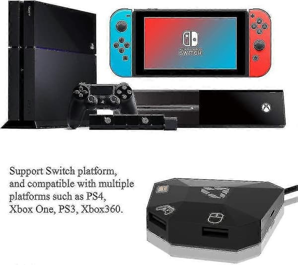 Tastatur- og museadapter til Nintendo Switch/ Ps4/ Ps3/ Xbox One/ Xbox 360-konverter