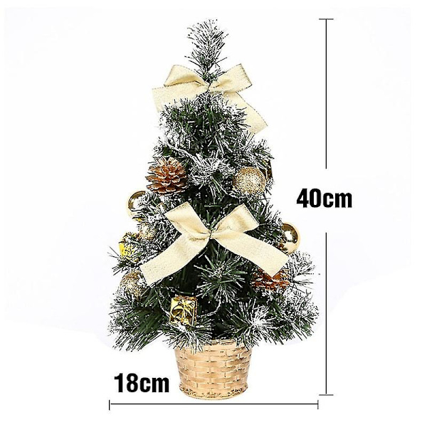 Liten Julgran med Ljus, 40cm Förbelyst Julgran Batteridriven för Jul Hem Skola gold