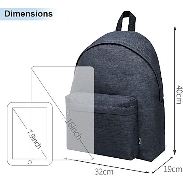 Letvægts Rygsæk Casual Daypack Skole Taske  (sort grå)
