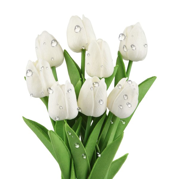 Konstgjorda tulpaner Blommor för heminredning, 8 st Vit