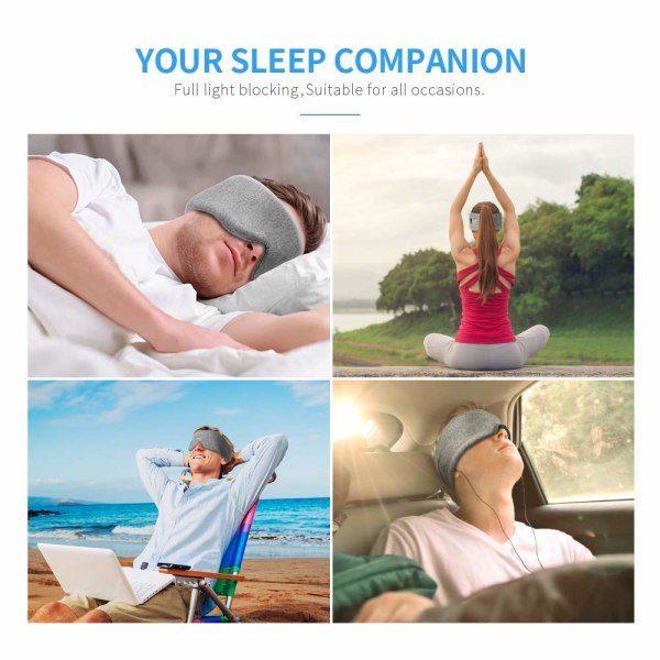 Käsintehty puuvillainen unimaski - Uusi päivitys, valoa estävä nukkumisnaamio Pehmeä ja mukava silmänmuotoinen unimatto (harmaa)