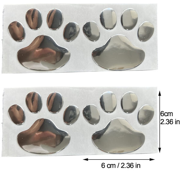 4 stk. Sølv 3D Chrome Poteaftryk Mærkat Dekal Auto Bil Mærkat