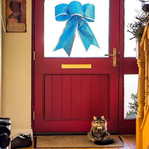 8 stk. Glitter Julekrans Juletrepynt til Juleborddekor sky blue