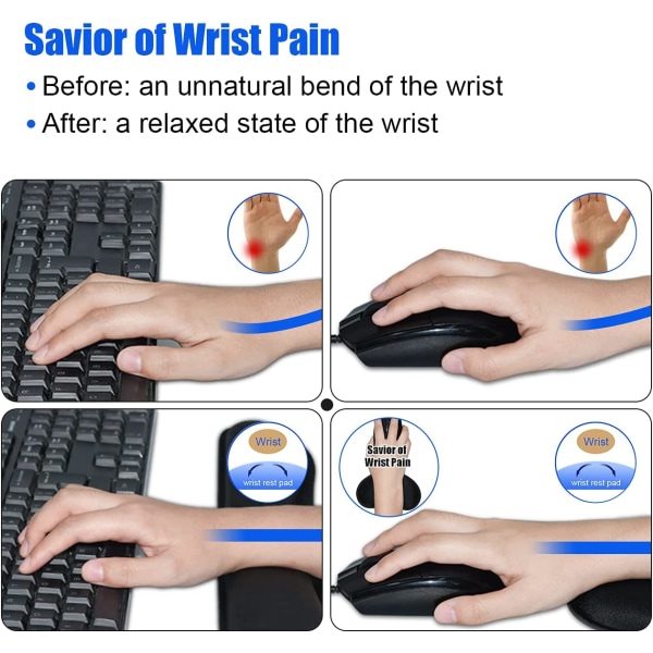 Wrist Rest Mouse Pad, Non-Slip Ergonomic Wrist Cushion Black