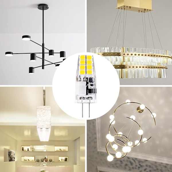 G4 LED-pære 3W, 6000K kald hvit, tilsvarer 35W G4 10-pakning