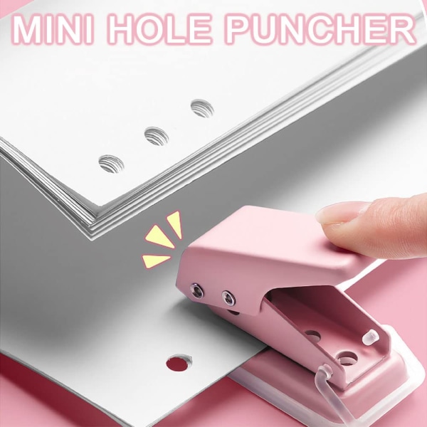 Hole Punch Mini Handhållen Bärbar Puncher Enkelhåls Puncher Perforator 10 ark på en gång för papperskortetikett