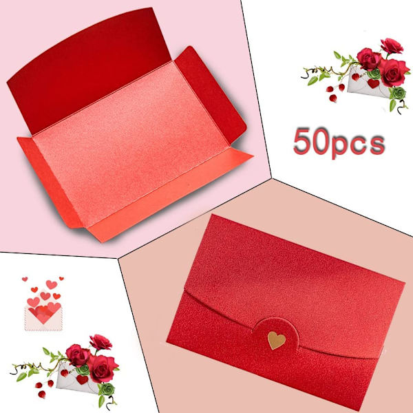 50 st mini presentkort kuvert, röda mini kuvert