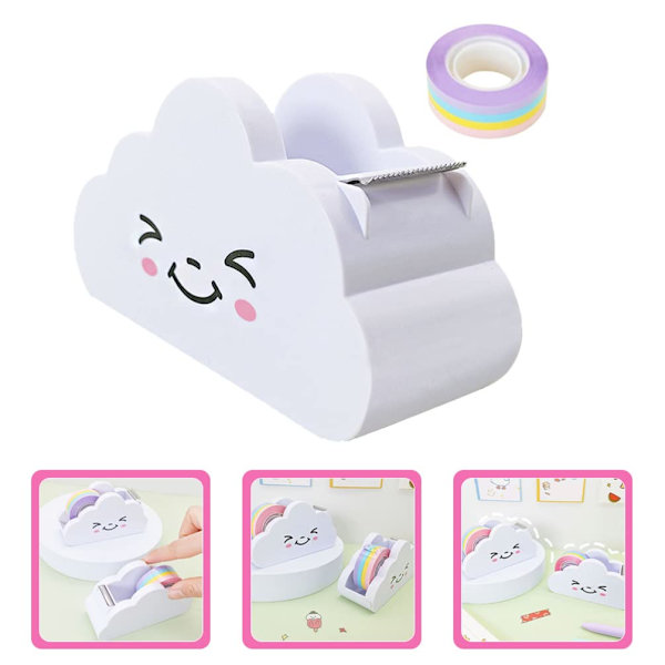 1 sæt tape dispenser regnbueform washi tape dispensere skrivebord washi papir dispenser til kontor hjem skole