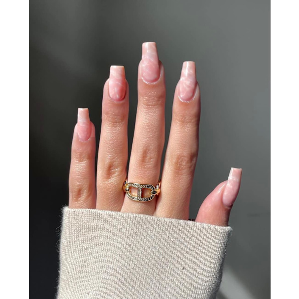 Korte Ballerina Falske Negle Rose Quartz Tryk på Negle Blanke Falske Negle 24stk Akryl Stick på Negle til Kvinder og Piger