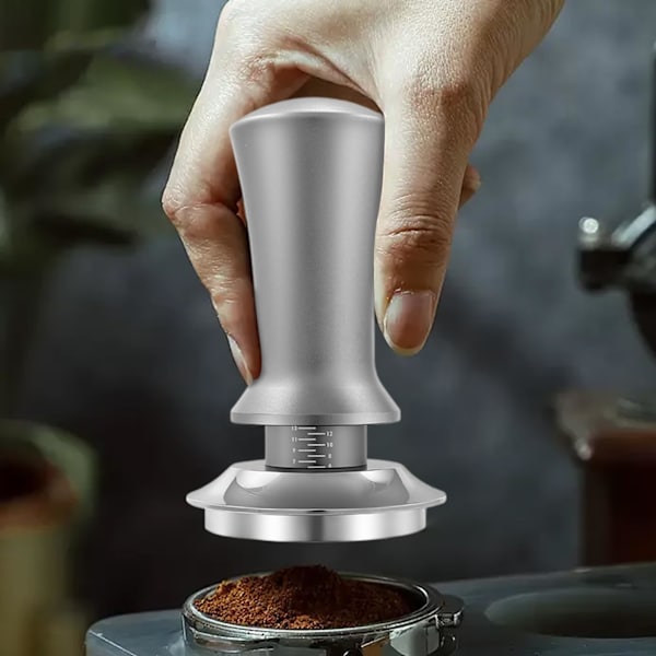 Kaffebönpress - 53mm Fjäderkalibrerad Manomission | Rostfritt Stål Express Handstämpling, Platt Bas Kalibrerat Fjäderverktyg, Malda Tillbehör