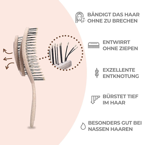 Bio Hårbørste uden træk - Udredningsbørste beige