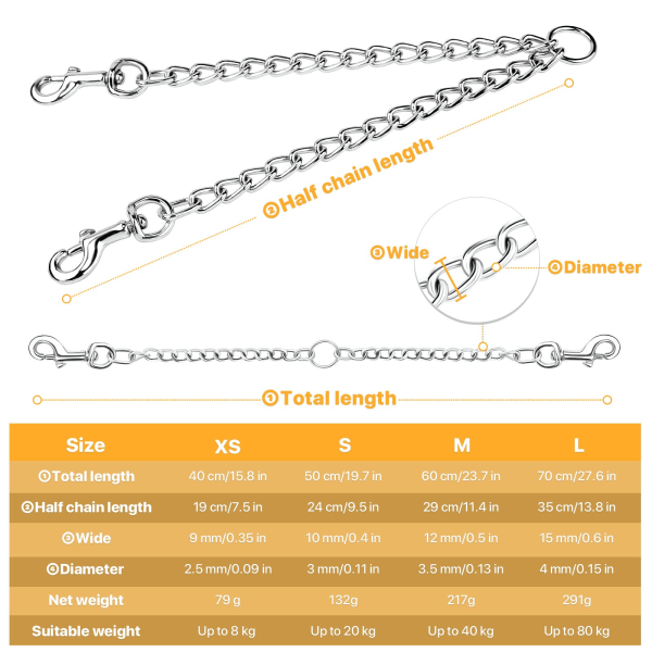 Koiran taluttimet 2-tie ketju turvaköysi kävelyyn (L-4.0mm*70cm)