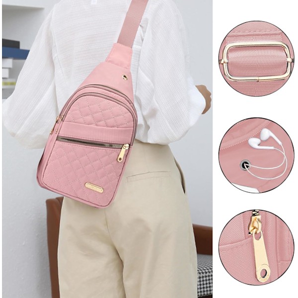 Lille slynge rygsæk crossbody slynge taske, bryst taske multifunktionel crossbody skuldertaske rejse vandring dagstursrygsæk, 11,81x6,69x1,96in, pink pink