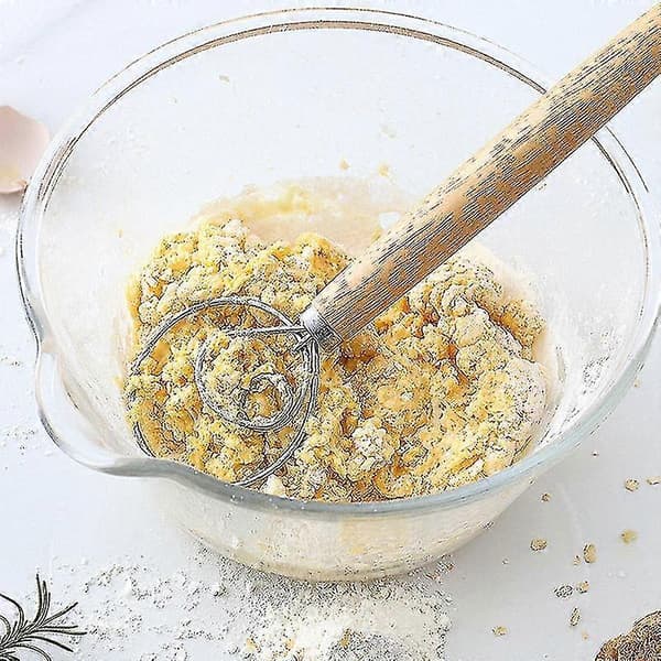 Dansk Deigvisp Baking Brød Rustfritt Stål Verktøysett 2 STK Deigskrape med 5 Erstatningsblader