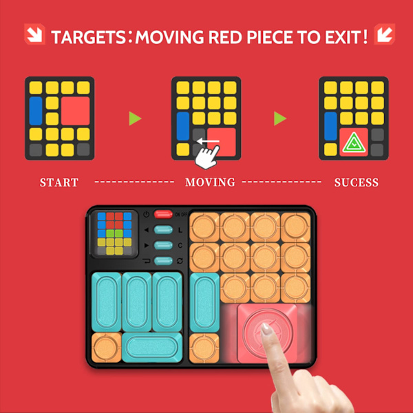 Super Slide Puzzle Hjärnspel, Magnetiskt Glidande Block Hjärngåta Pussel, Logiktränings Reseleksaker för Barn och Vuxna