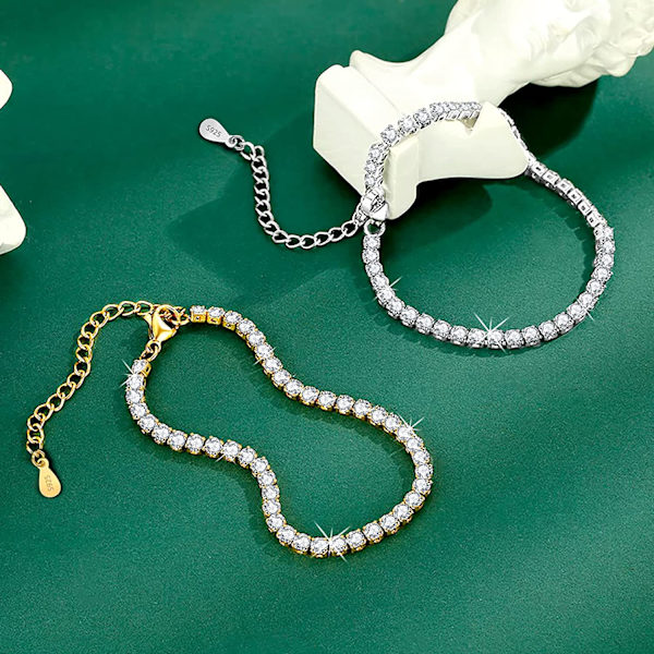 Anklet i sterlingsilver, Bling-smycken för kvinnor och flickor/Silver