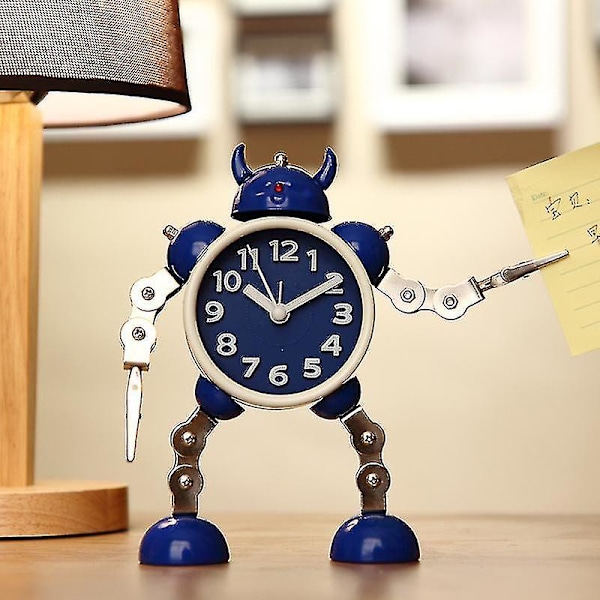 Väckarklocka för barn pojkar, robotväckarklocka analog väckarklocka för barn tyst väckarklocka för pojkar flickor pojkar (blå)